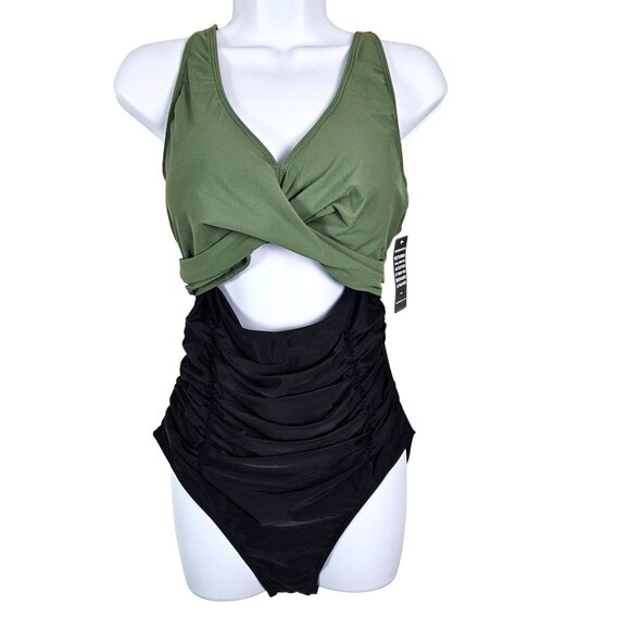 Blooming Jelly Womens One-Piece Swimsuit Ruched Cross Back Ties Size Large - Picture 5 of 12